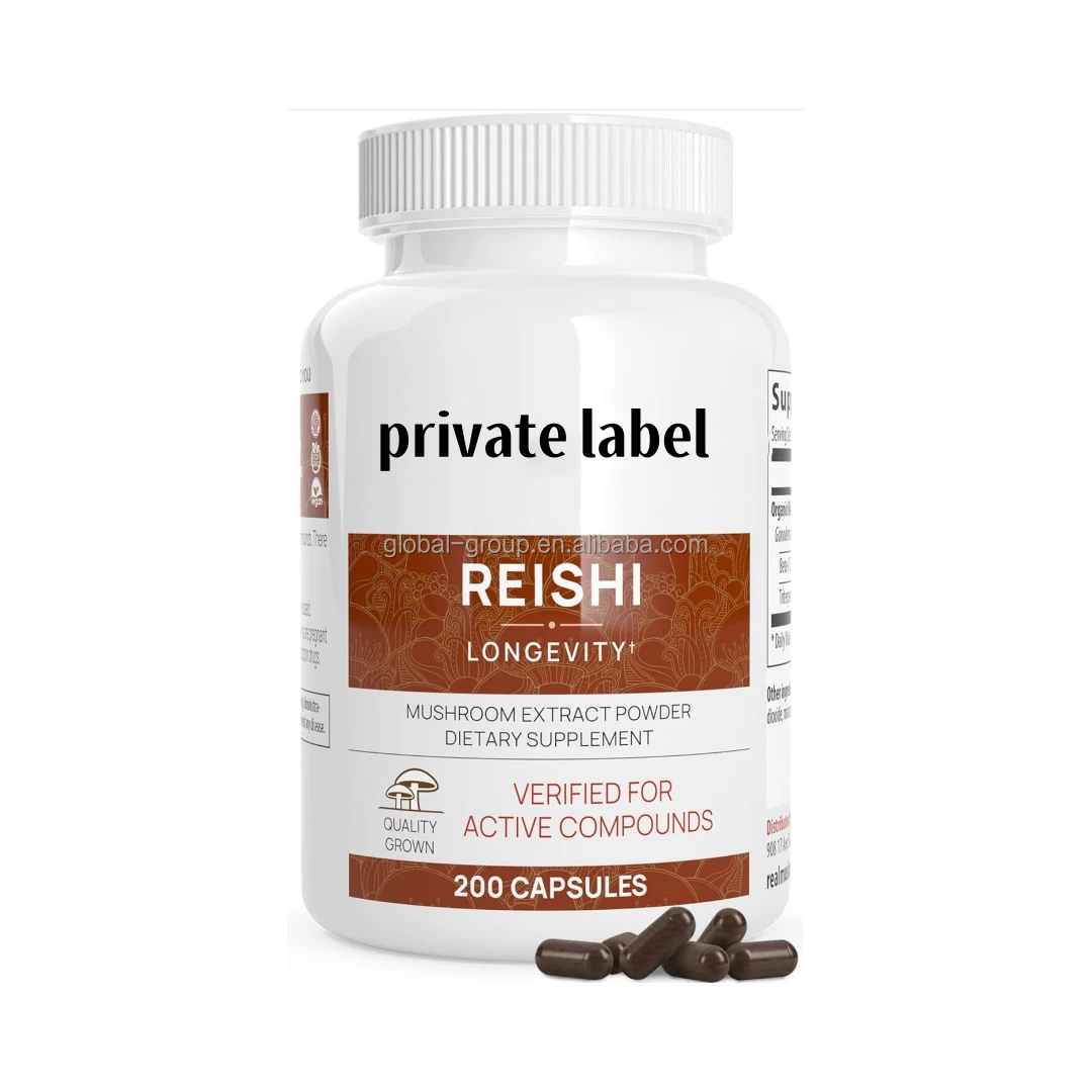 Private label herbal supplement organic reishi mushroom extract powder sleep support reishi mushroom capsules