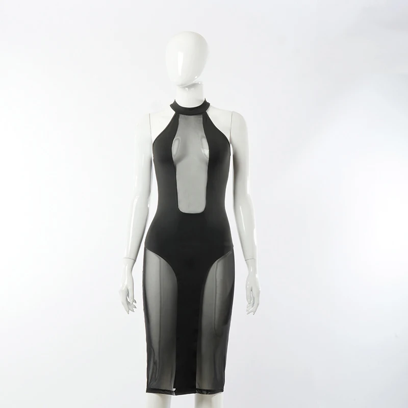 
CuteNOVA M21DS151 2021 Summer Mesh Transparent Clubwear Sleeveless Women Bandage Party Dress 