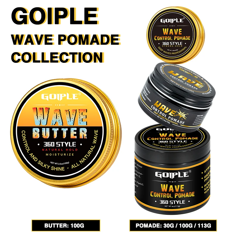 Natural Ingredients Wave Gel Pomade Wax Wave Pomade Private Label Curly Hair Cream for Men 360