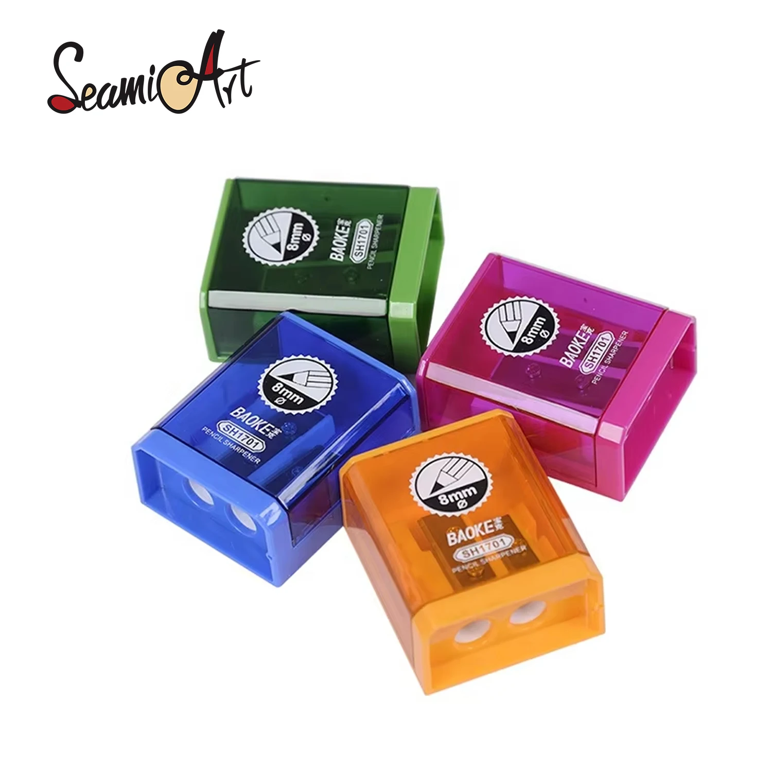 BAOKE 1PC 2 holes plastic pencil sharpeners manual for Art Suppliers/Student/School/Stationery