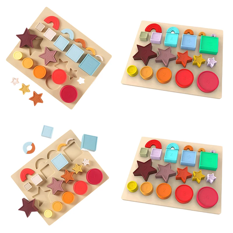 NEW Early Educational Toys Silicone Rainbow Stacking Ring Tower Game Blocks Baby Montessori Toys