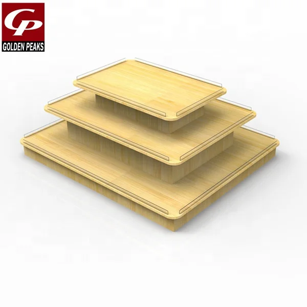 Supermarket Boutique Store Pedestal Stand 3 Tier Merchandising Wooden Display Table 03