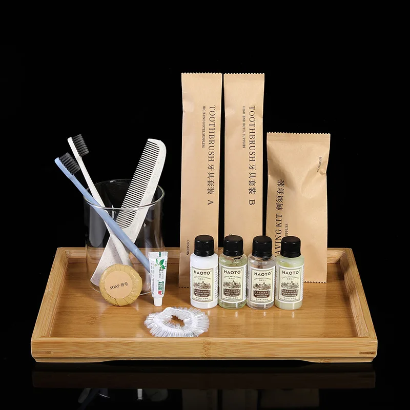 Professional popular custom logo luxury five-star hotel products room accessories disposable supplies guest amenities set