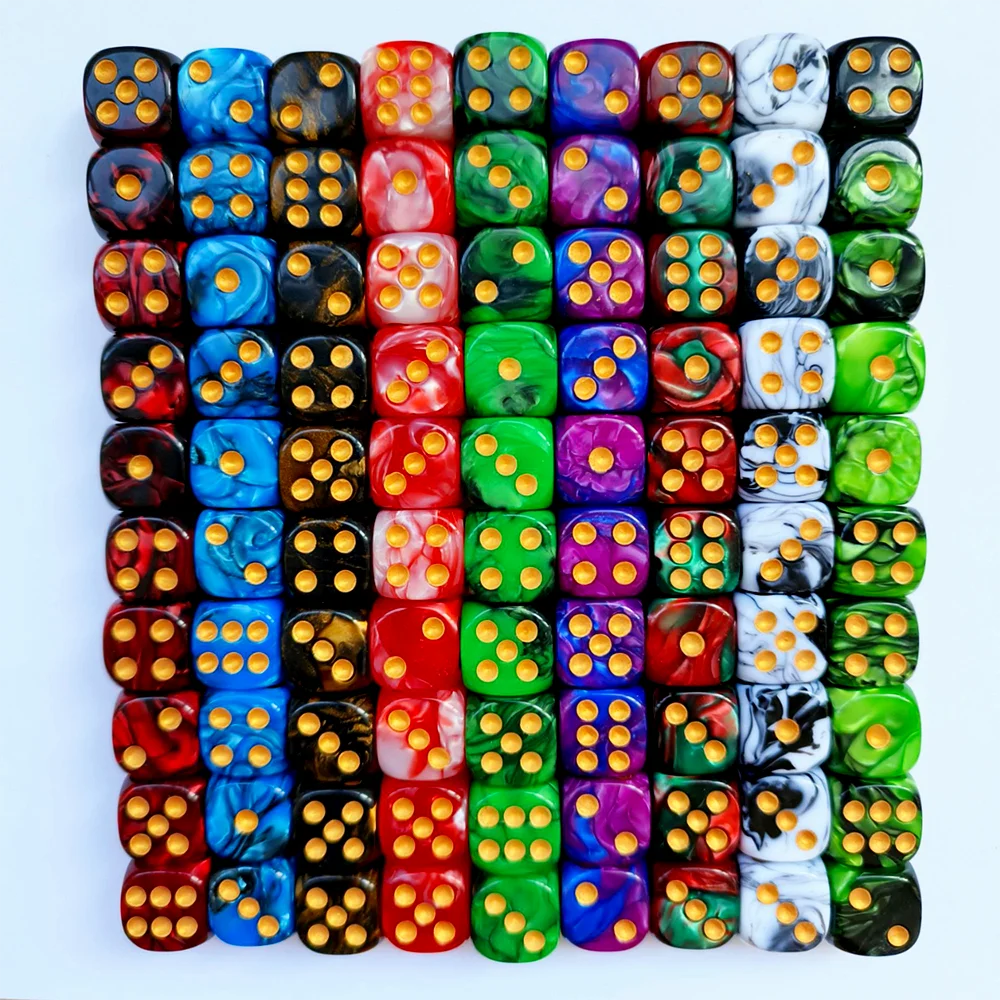 16 мм акриловая двухцветная D6 Dice Custom Dice игра в кости с закругленными углами настольная игра