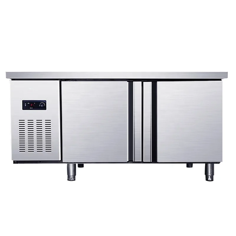Commercial stainless steel fresh-keeping freezer cabinet Restaurant kitchen refrigeration worktable.