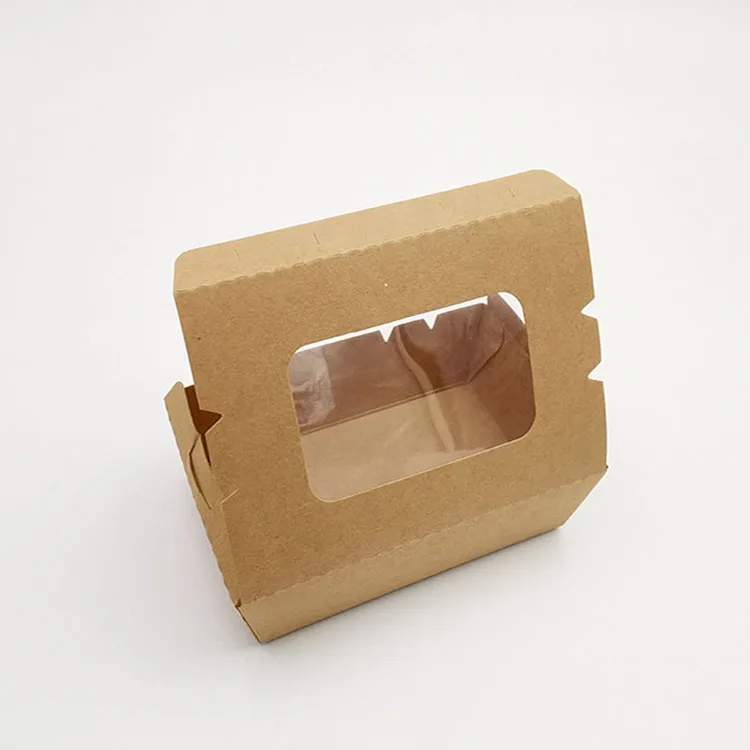 Kingwin Disposable Recycle Food Grade Container Packaging Brown Paper Fast Food Take Away Takeaway Kraft Paper Food Lunch Box