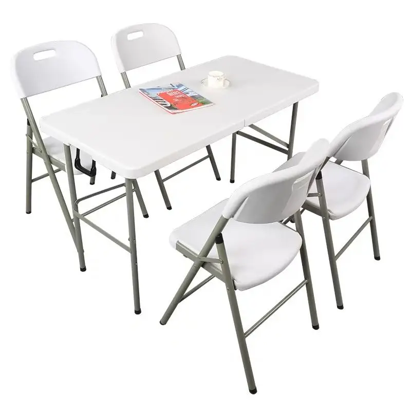 Commercial Height Adjustable 4 Feet White Granite Folding Utility Table