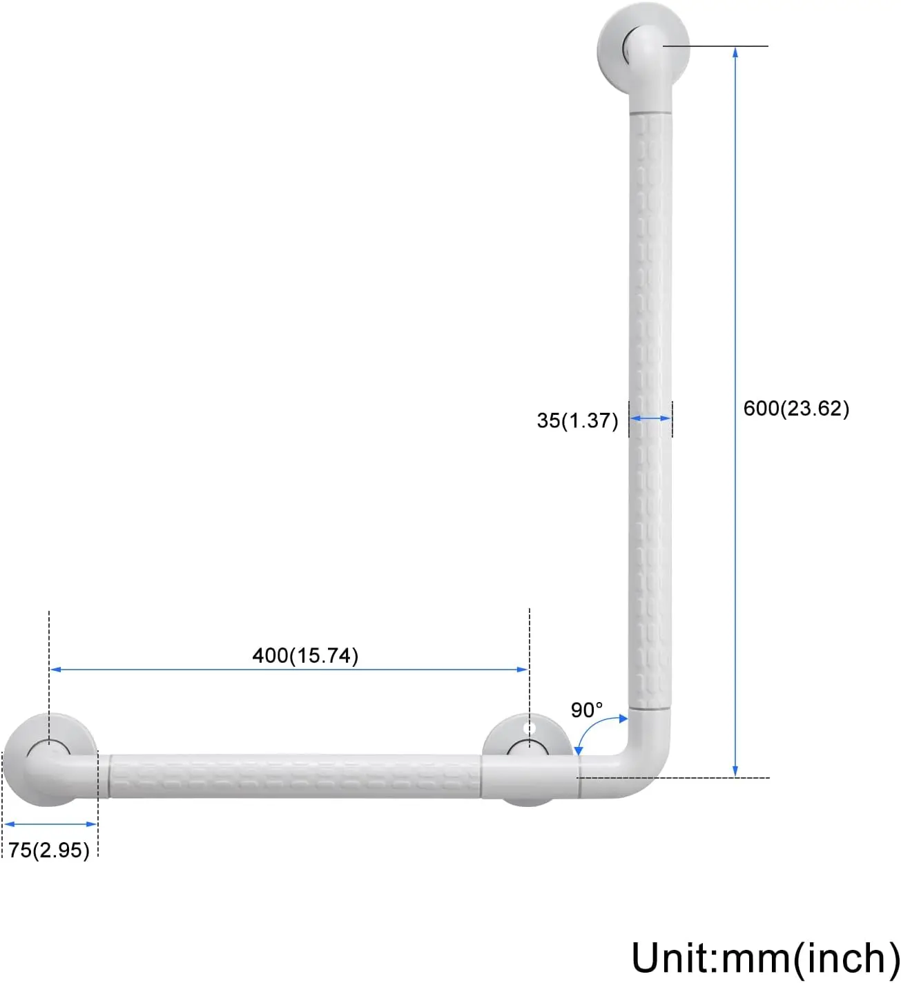 Bath Handle Non-Slip Safety Handle Bathroom Wall Grab Rail 60 x 40 cm Handle Bars Wall Mounted for Toilet Bathroom Bathtub
