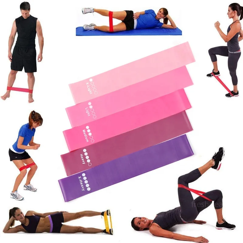 Gym Fitness Band Printed Logo Stretching Home Exercise Non Slip Latex Loop Elastic Resistance Bands