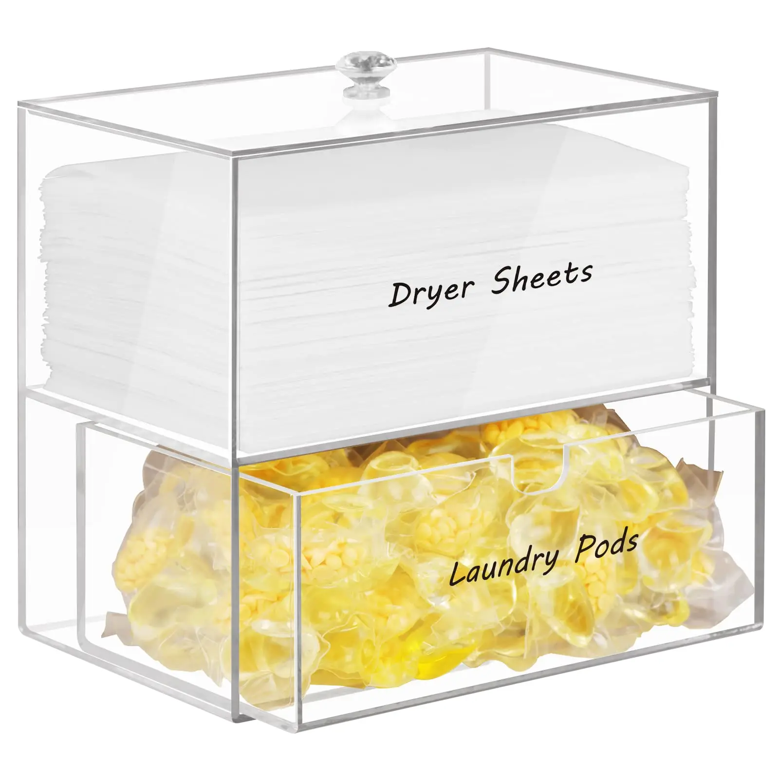 Custom Dryer Sheet Holder For Laundry Room Decor Storage And Organization, Clear Acrylic Dryer Sheets Dispenser Container