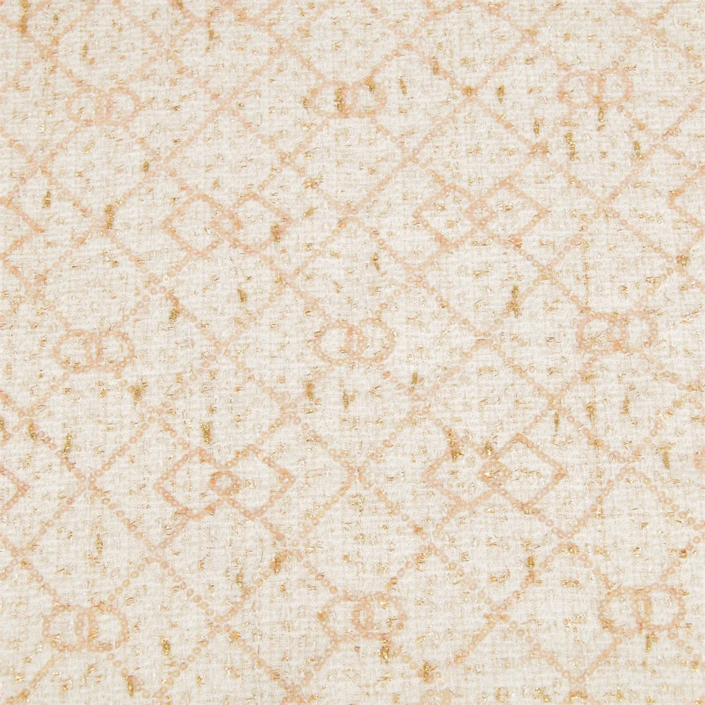 pink Small Fragrant Color Woven Tweed sequin embroidery Fabric Wholesale Woven 100%Polyester Tweed  Fabric for Winter Coat