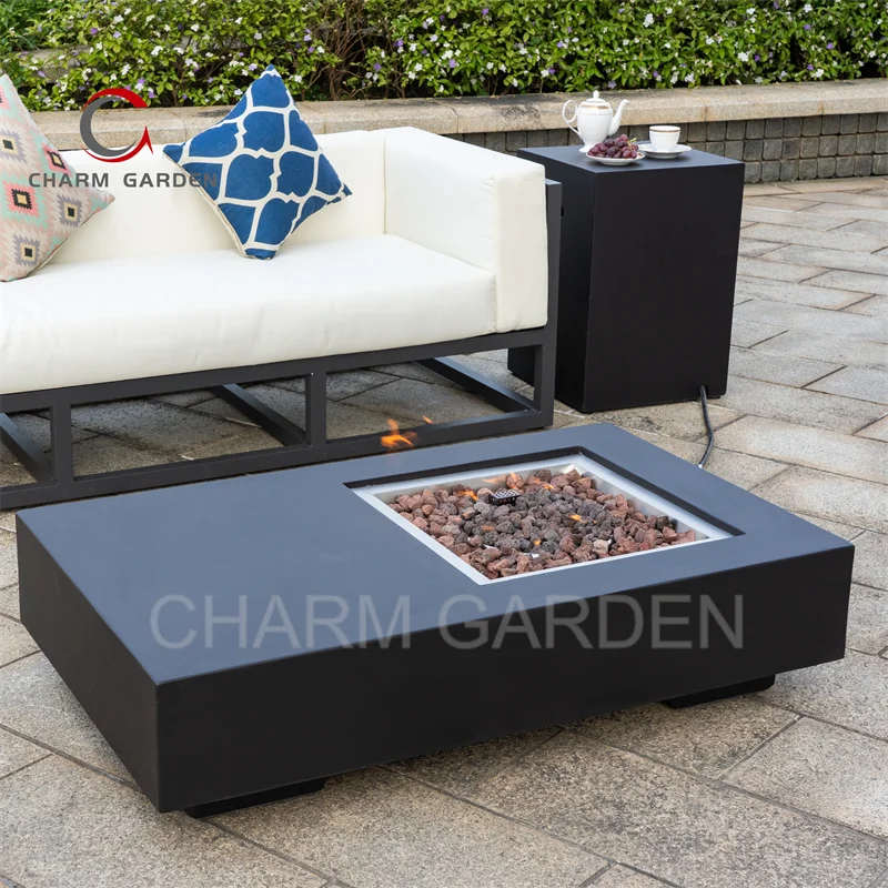 Wholesale Customized Modern Propane Fire Pit Table with Gas Patio Heaters Concrete Table Design