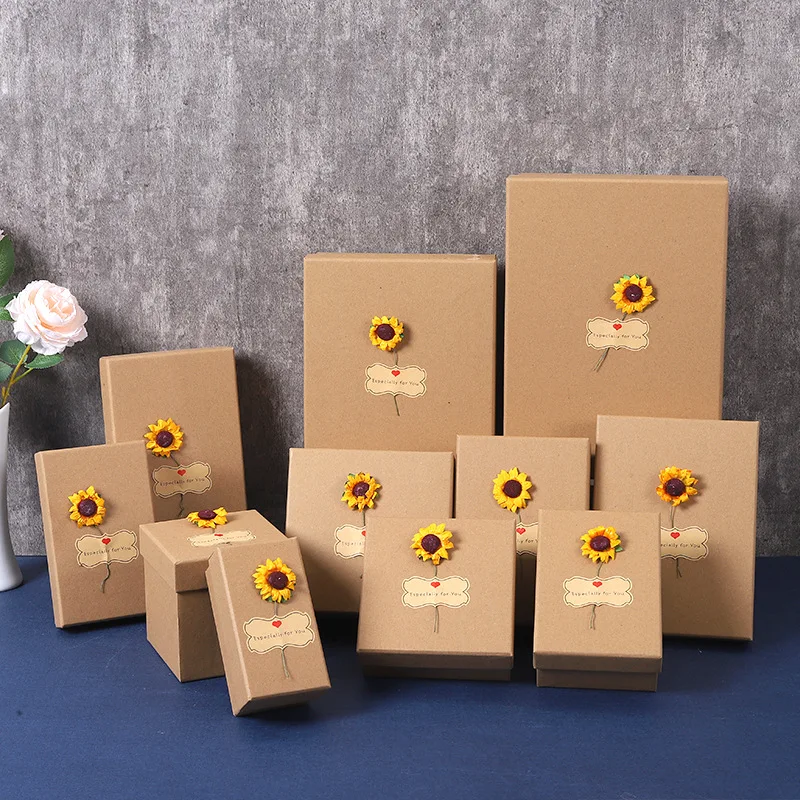 Custom Applique Calla Lily Sunflower Rose Birthday Wedding Gift Packaging Cosmetics Perfume Lipstick Kraft Paper Box