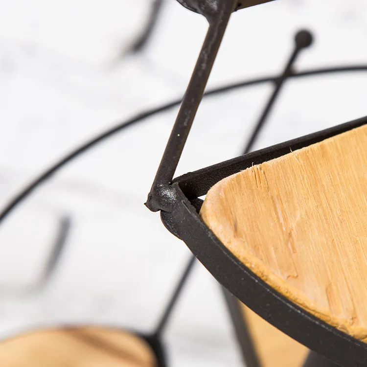 European style wrought iron flower stand solid wood shelf rotating multi-layer ladder balcony living room staircase flower pot