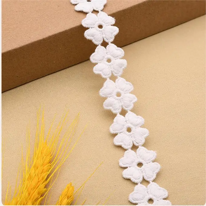 High Quality  Cotton Lace Tape  Embroidered Flower Lace Trim  Border Lace Trim Flower