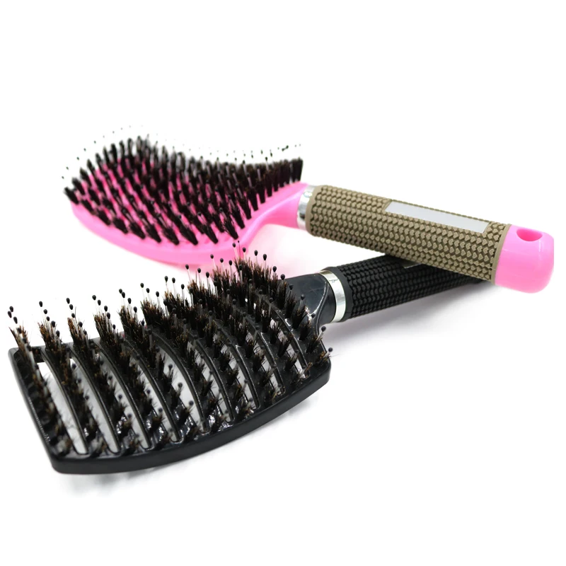 Customized Fashion 9 Row Plastic Nylon Pins Denman Brush For Natural Curly Hair Paddle Styling Hair Brush