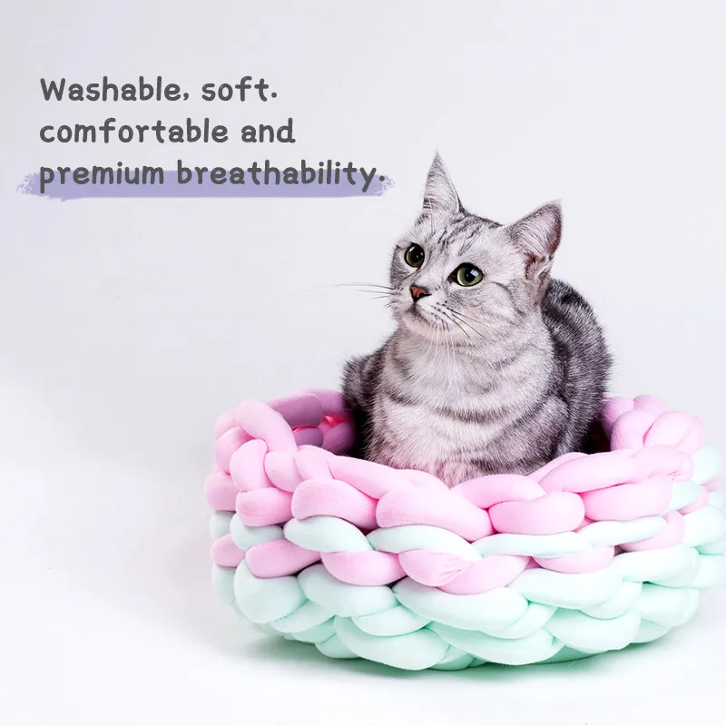 Design Pet Beds Thick Cotton Rope Dog Nest Hand-woven Basket 2024 DIY New Trade Assurance Pet House Cat House Breathable 50 Pcs