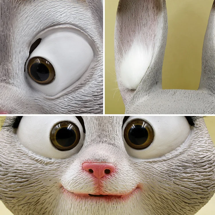 New Wholesale White Rabbit Bunny Head Mask Latex Full Head Animal Rabbit Mask Halloween Party Fancy Dress Carnival Masks