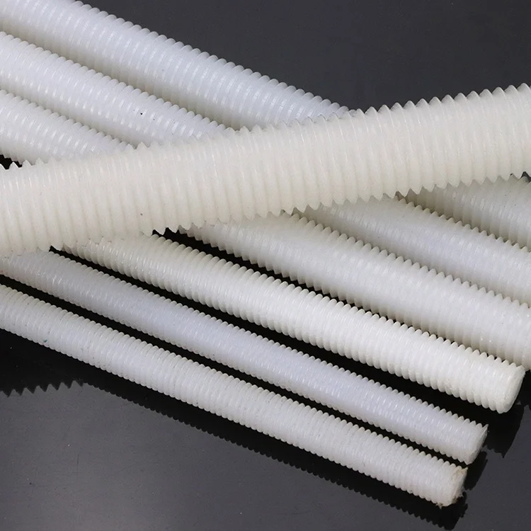 White Plastic Rubber Nylon Threaded Rod DIN975 M4 - M20 Plastic Nylon Full Threaded Rods