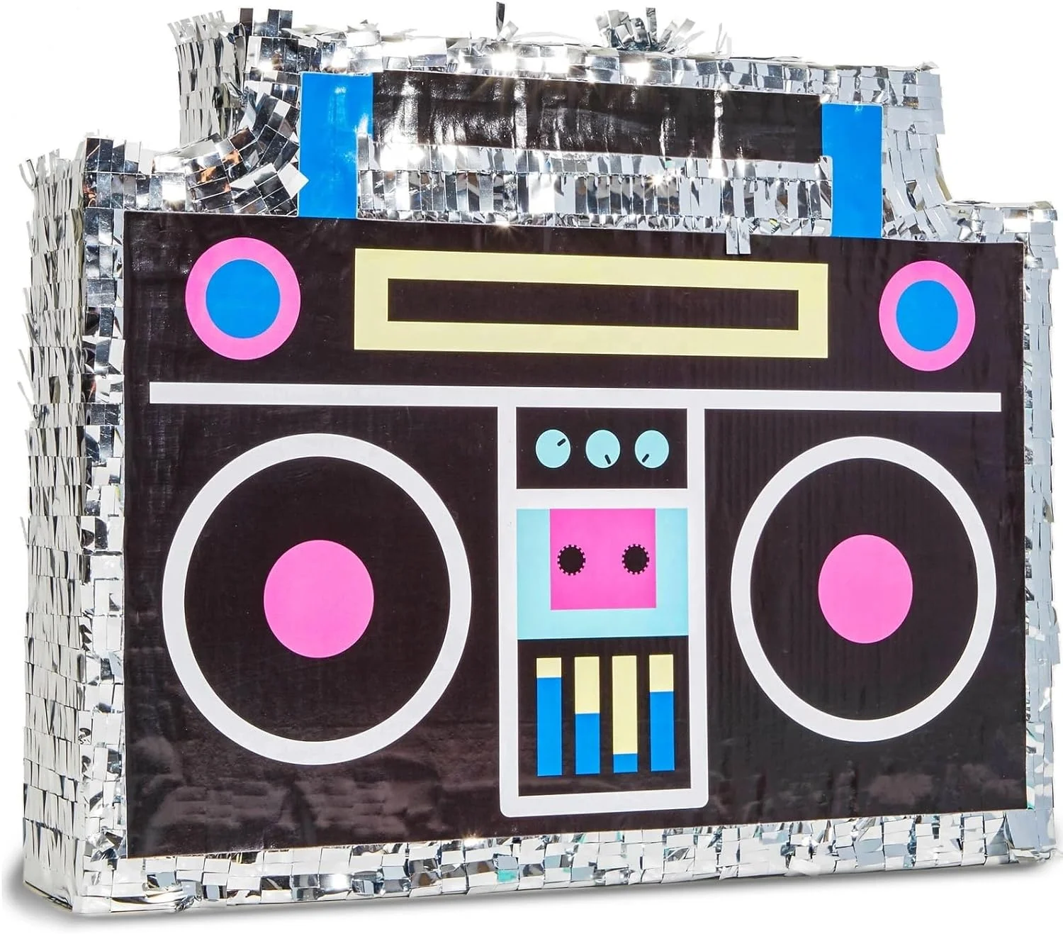 Retro Radio Pinata with Pinata Stick Blindfold 80s and 90s Theme Party Decorations Boombox Pinata