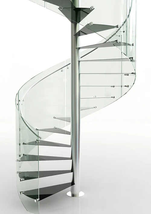Fancy Indoor Glass Railing Spiral Stairs Designs With 12mm tempered Glass  Comply  With Amerian Building code
