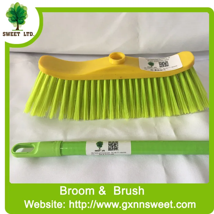 Household items cleaning tools soft plastic broom with wooden handle