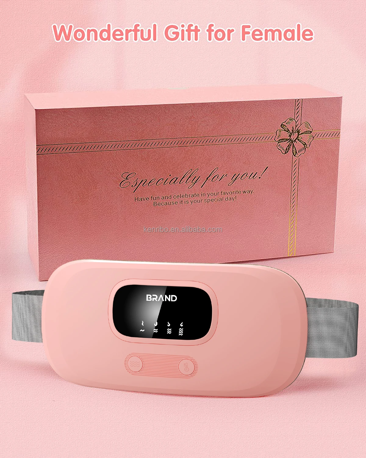 OEM hot sale electric warmer waist heat pad period menstrual pain relief device waist relieve massager belt for women