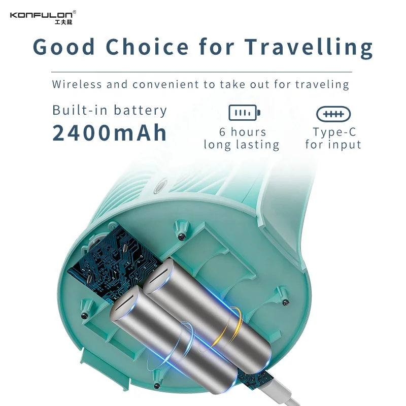 KONFULON 2024 Wholesale Trending Rechargeable Electronic Desktop Fan with Portable Design for Fast Cooling in Summer