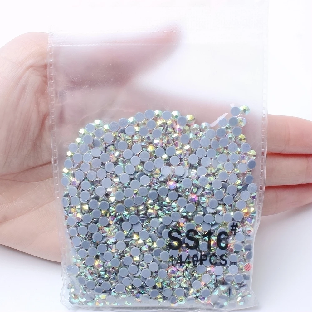 High Quality Crystal 1440pcs SS16 Hot-fix Rhinestones Crystal AB Flat Back Hot Fix Glass Rhinestone For Iron On Jeans