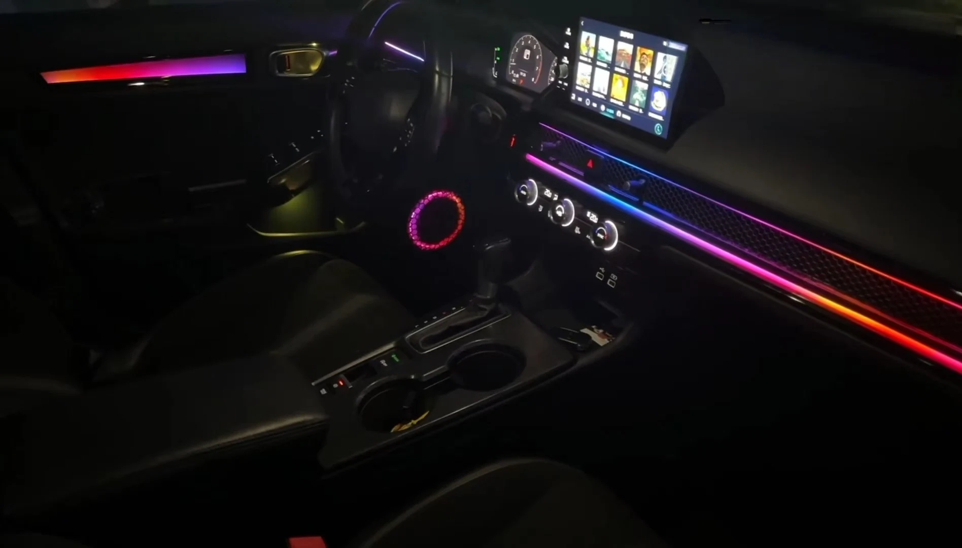 Ambient lights Streamer dynamic Piano black +Big passenger mold+reading light for Honda Civic/Integra(2022-2023)