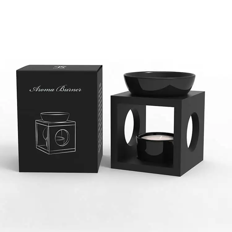 Black Wood Frame Ceramic Aroma Incense Oil Burner