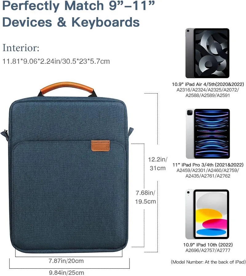 Waterproof 9 13 inch laptop cover handbag tablet carrying sleeve case sling bag with shoulder strap for ipad pro air
