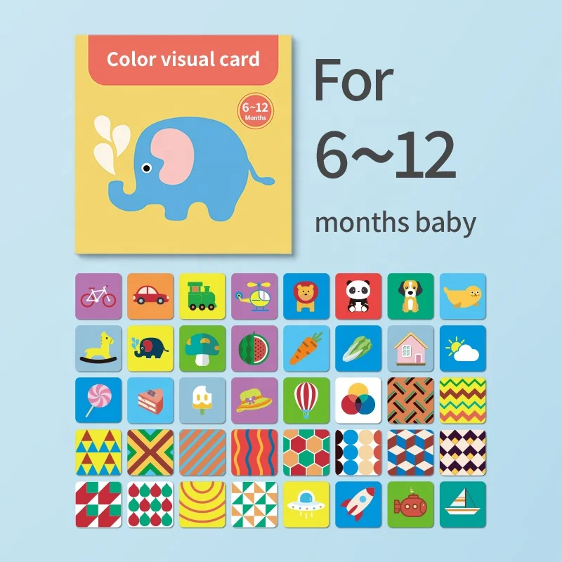 
2021 hot sale huixue baby black and white and colorful and physical visual stimulus training flash cards for kids eduactional 