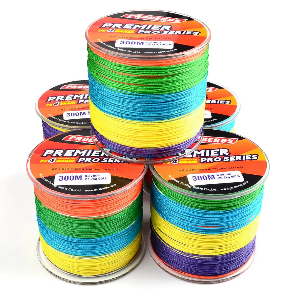 300M 4 Strands Braid Line Fishing Thread MultiColor 6lb-100lb Multifilament PE Tali Pancing Japan Braided Fishing Line