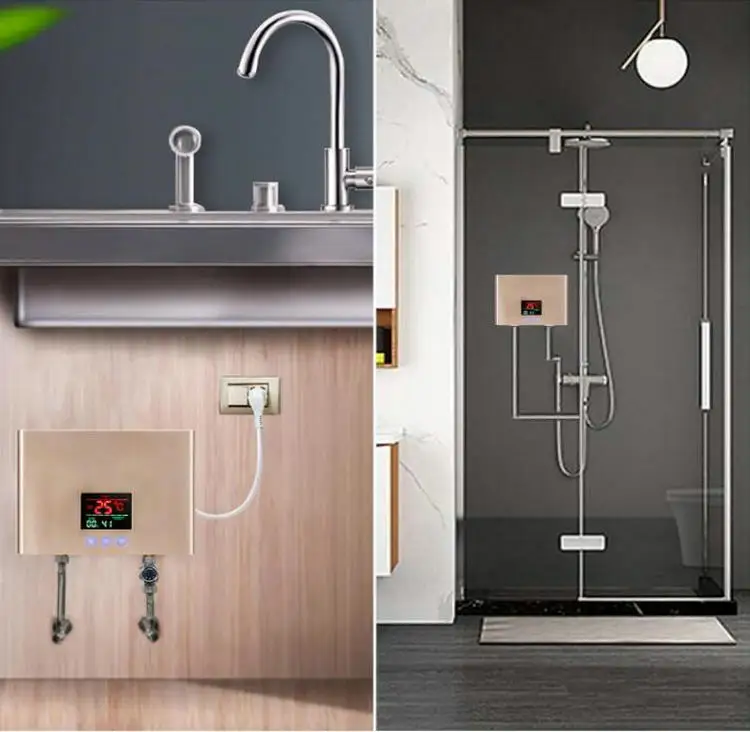 3000W LED Display Tankless Hot Water Heater Electric with Remote Control Instant for Home Kitchen Bathroom