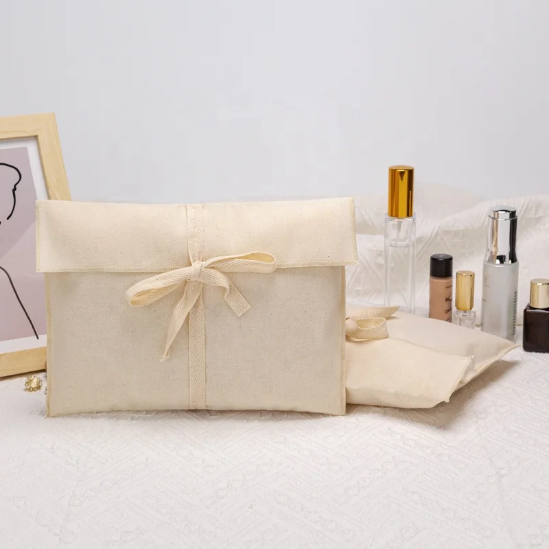 Wholesale Custom Recyclable Cotton Envelop Flap Bag Dust Bag Clothes Packaging Envelope Bags