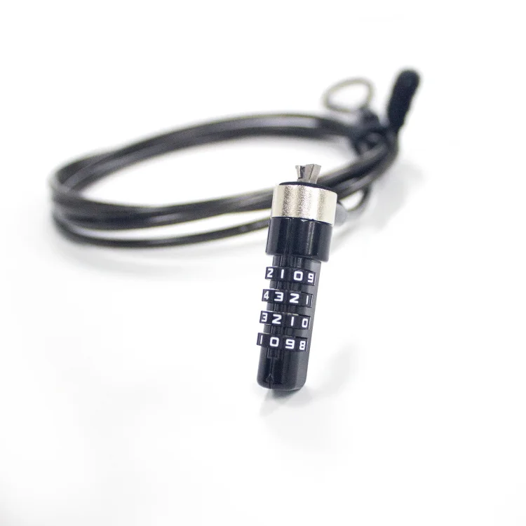 Anti-theft laptop security combination lock noble wedge cable lock slot with black steel wire rope for DELL laptop
