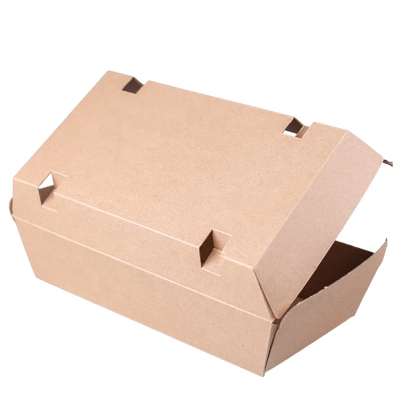 Custom Mini Kraft Burger Box Packaging Wholesale Disposable Burger Long Box