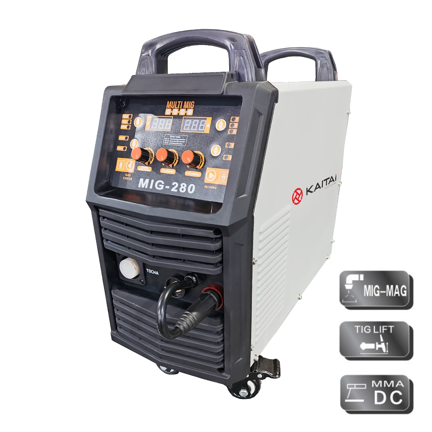 1P 220V Industrial 3 In 1 MIG/TIG/MMA Inverter MAG CO2 Welding Machine MIG-280 Welder With 15KG Wire Spool