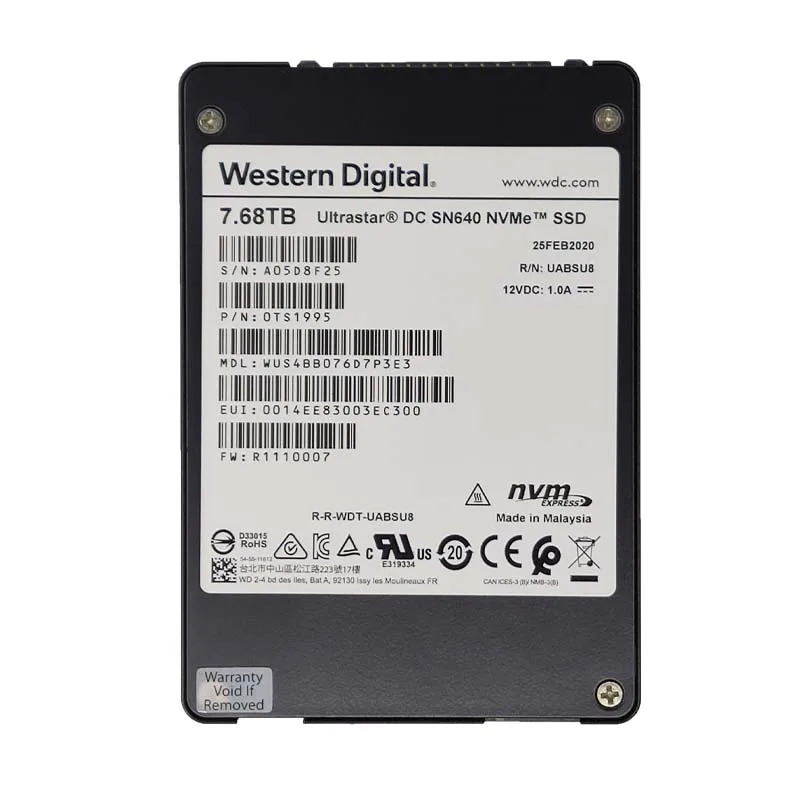 New W Digital SN640 7.68T SSD WD WUS4BB076D7P3E3 U.2 Server Solid State Drive Ultrastar DC NVMe Data Center Hard Disk