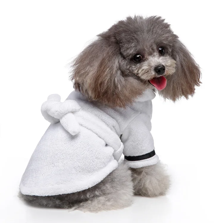 Autumn/winter Soft  pet dog robe flannel soft warm cat dog pajamas bath dog bathrobe