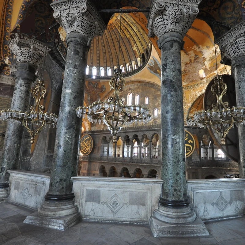 QUYANG Morden Luxury Building Decoration Indoor Outdoor Natural Stone Round Pillar Sunset Red Marble Column For Sale