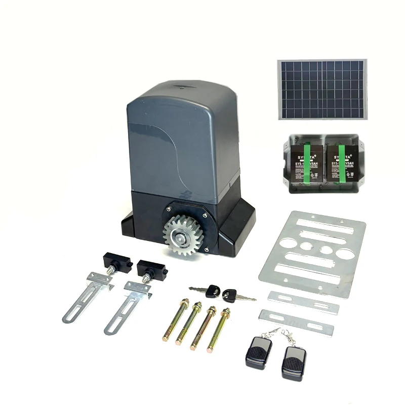 DC 24V  high quality solar panel gate motor  with backup battery  sliding  for  1500kg gate  operator kit