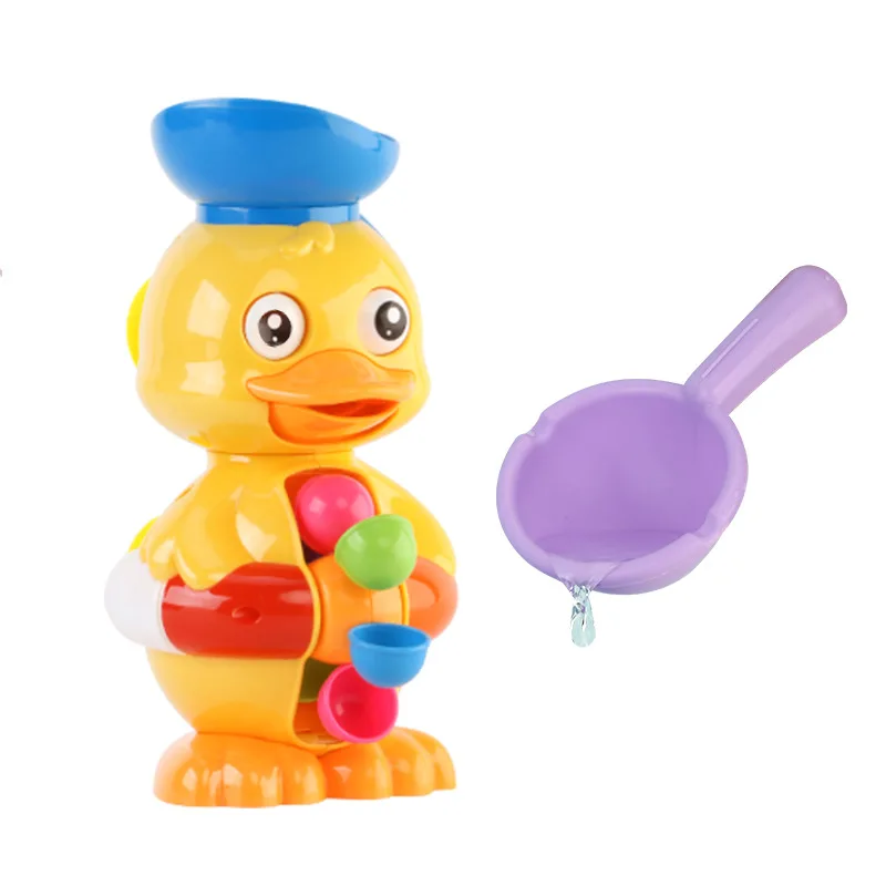 Baby bathroom fun water baby bath toys duck yellow duck toy Safety plastics suction cup spinner toys
