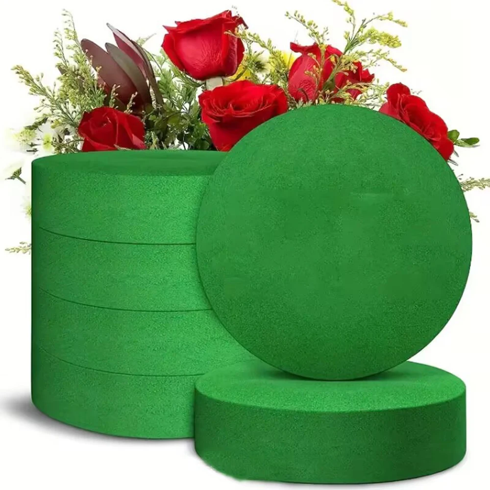 INUNION Green Dry/Wet Round Floral Foam Blocks for Fresh and Artificial Flowers