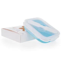 multiple colors kitchen silicone folding collapsible lunch boxes with fork