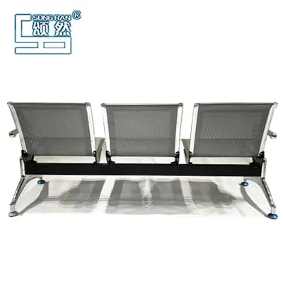 Office Steel Waiting Chair. Luxury Gang Chair, Vinyl Upholstered Waiting Room Chairs