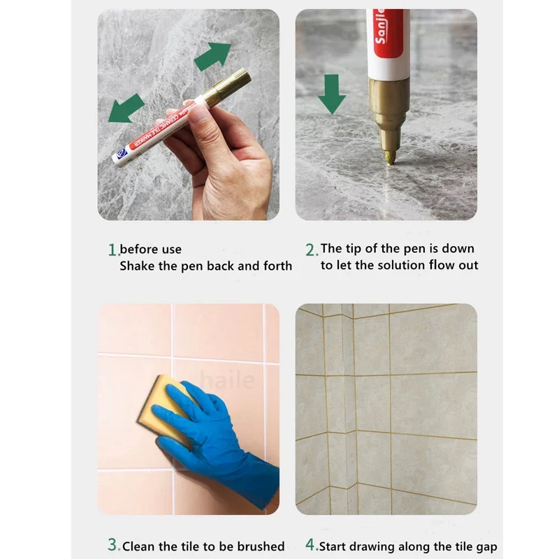 White Waterproof Tile Marker Grout Pen Wall Seam Pen 10Color Optional,for Tiles Floor Bathroom Decontamination Seam Repair