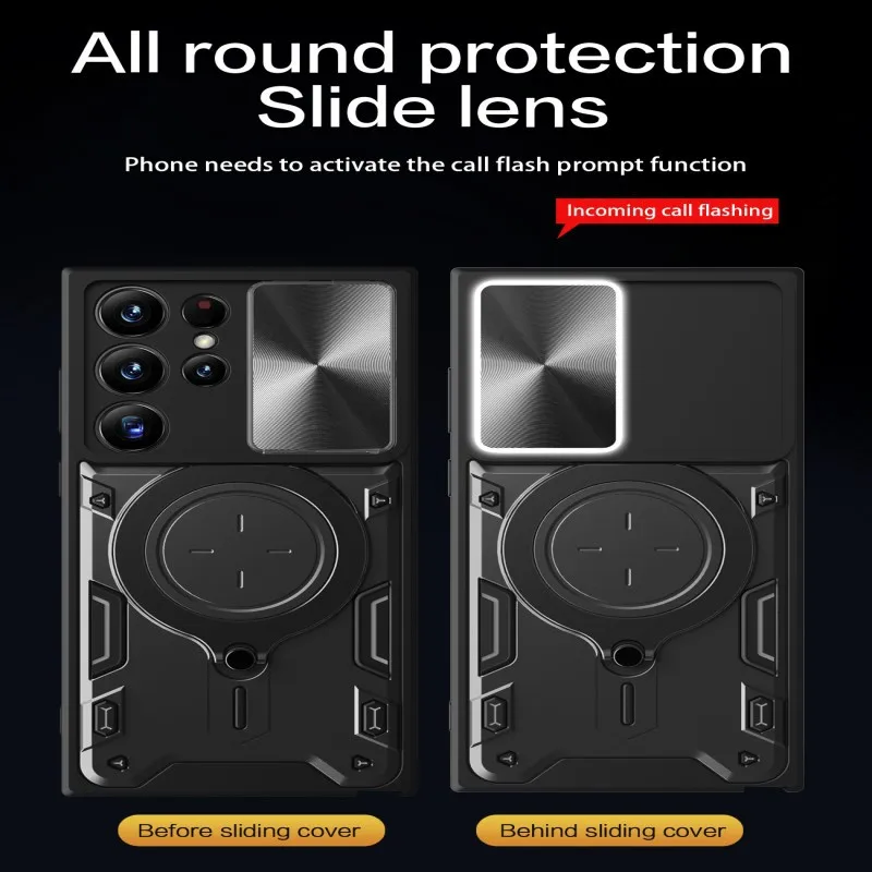 Магнитный кронштейн Push Pull объектив подходит для Samsung S23 Ultra чехол телефона металлический полностью