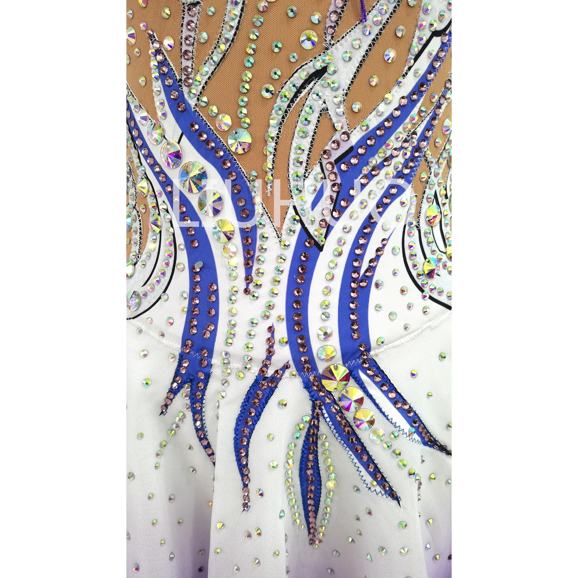 Purple Gradient Figure Skating Dress Girl Three-dimensional Embroidery  Competition Performance